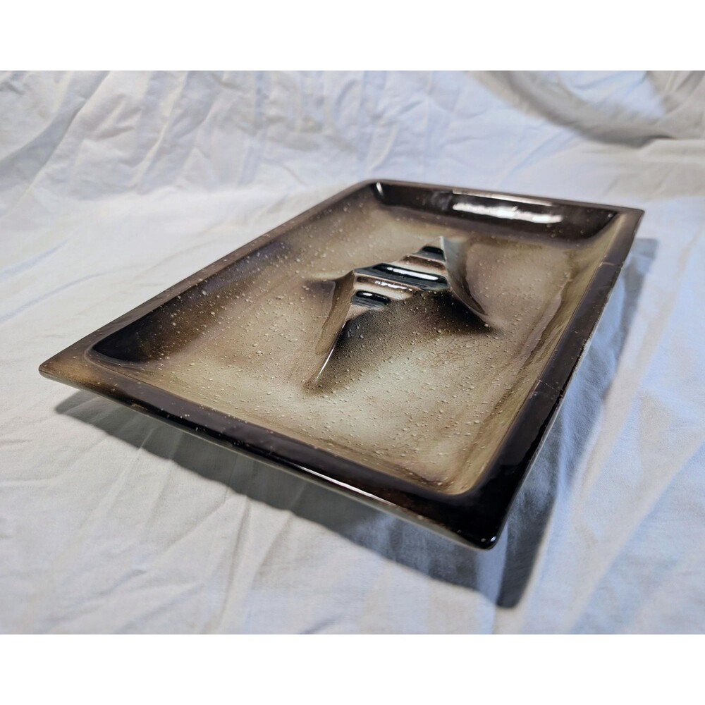 Vintage Mid-Century Modern Rectangular Ceramic Ashtray - Speckled